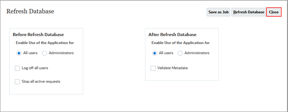 Refresh Database Click Close